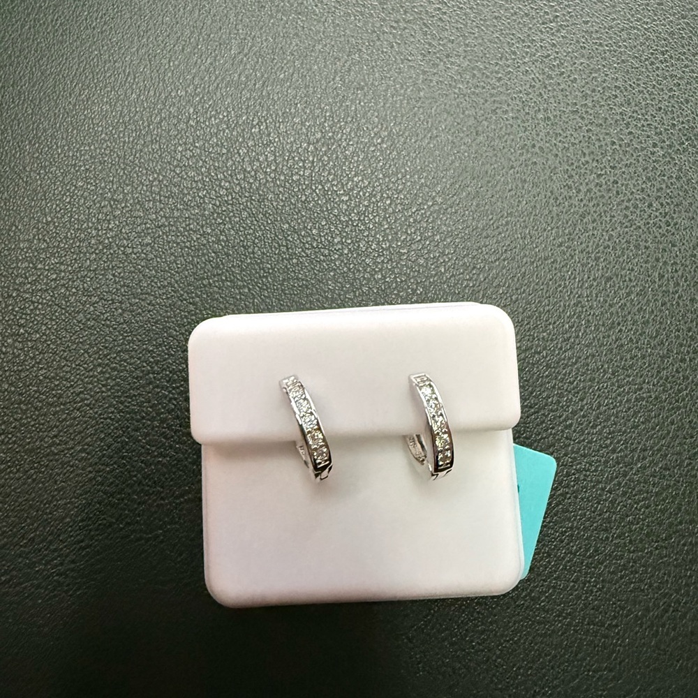 NWT Moissanite and 925 Silver Huggie Hoop Earrings